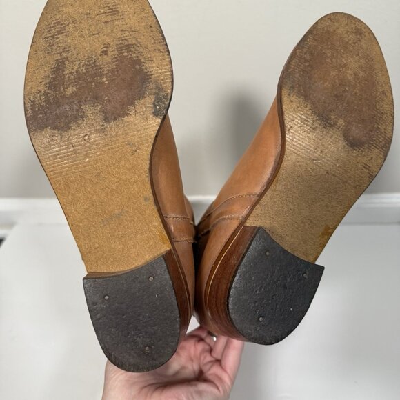 Vintage Leather Riding Boots Women's Tan Knee High Size 7 Campus Boho Y2K - Picture 8 of 16